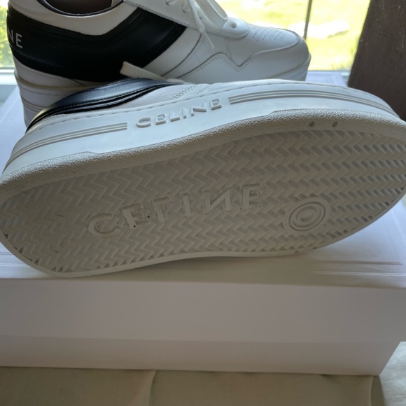 EMT 700 CELINE SNEAKERS WITH WEDGE OUTSOLE IN CALFSKIN OPTIC WHITE / BLACK - Picture 4 of 5